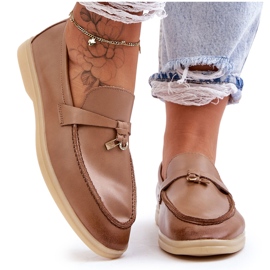Mocasines mujer piel beige