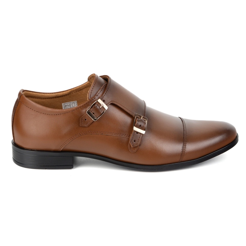 Olivier Zapatos formales de cuero monjes de cuero 306l marrón claro