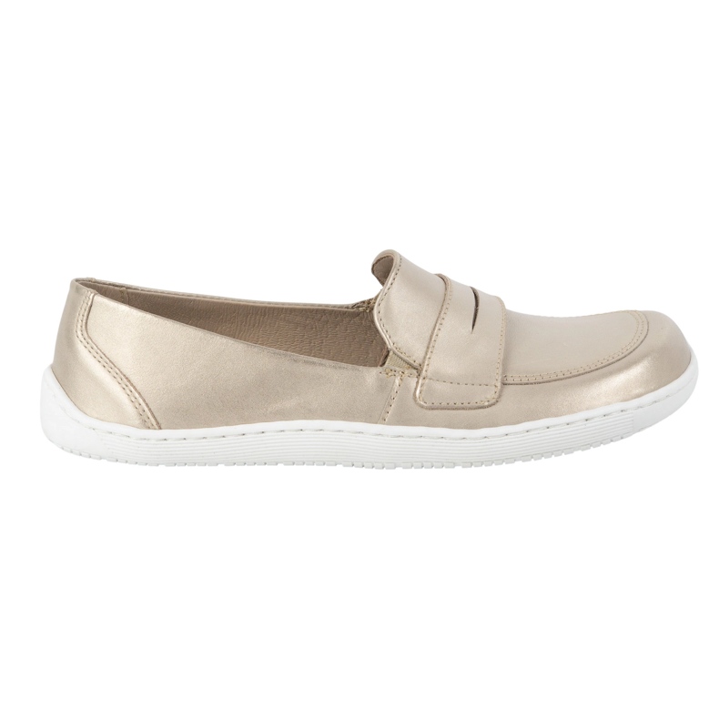 Olivier Barefoot elegante mocasines de cuero minimalista de mujeres 1280 Zlotys dorado