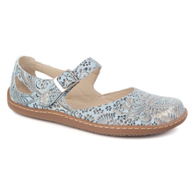 Olivier Zapatos descalzos de mujer hechos de cuero natural con impresión 1284 azul