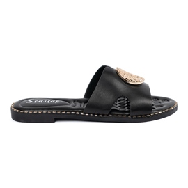 Seastar Chanclas negras con una decoración dorada negro