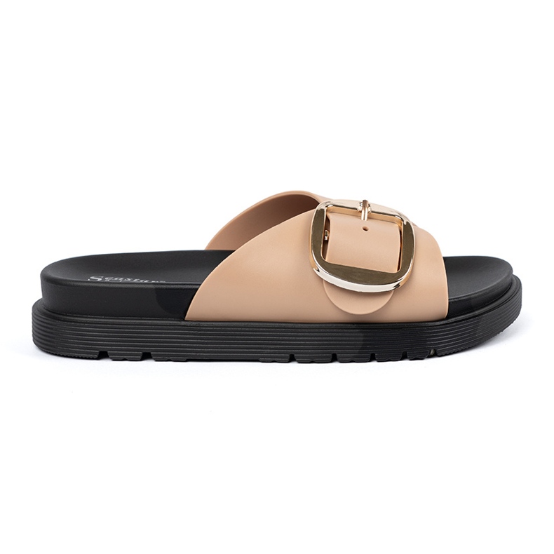 Seastar Chanclas beige para mujeres con una hebilla dorada