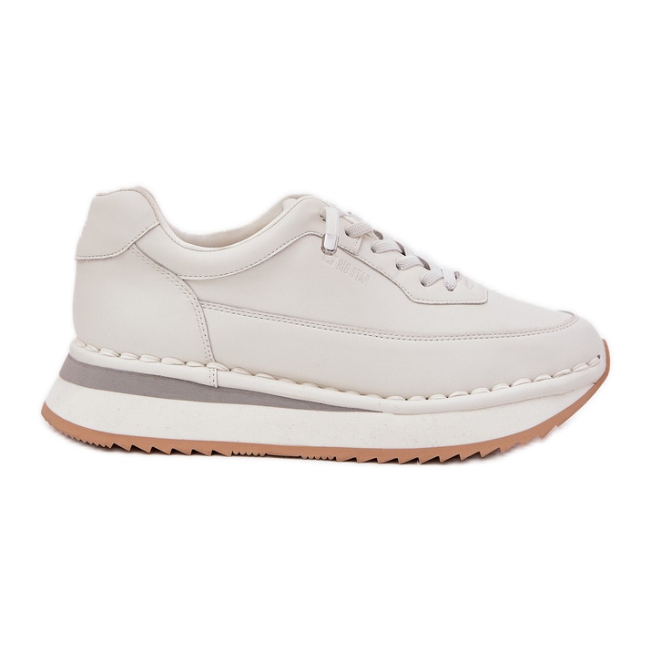 Zapatillas de deporte de cuero femenino en la plataforma blanca Big Star RR274A333 blanco