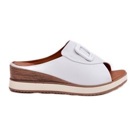Flip de cuero para mujeres en el Artiker 56C2144 White Wedge blanco