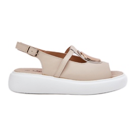 Sandalias para mujeres elegantes de cuero S.Barski GR51-603 beige