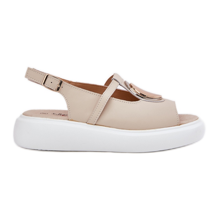 Sandalias para mujeres elegantes de cuero S.Barski GR51-603 beige