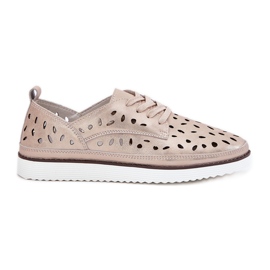 S.Barski Zapatos de cuero para mujeres S. Barski LR51-611 Złote dorado