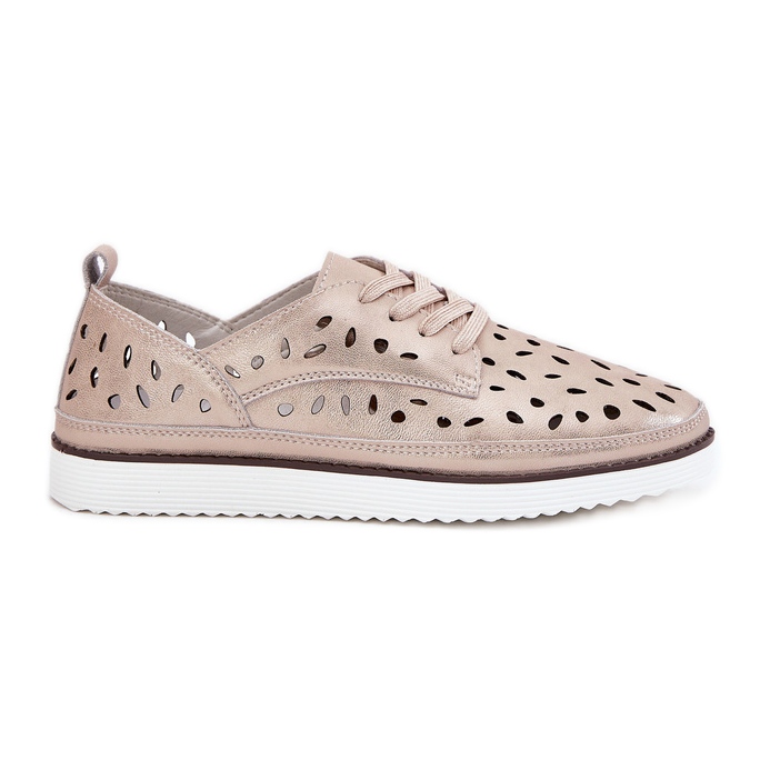 S.Barski Zapatos de cuero para mujeres S. Barski LR51-611 Złote dorado