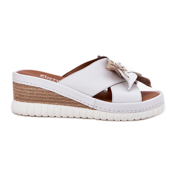 ARTIKER Godas de cuero para mujeres con arte decorativo de flores 52C0537 blanco ARTIKER Godas de cuero para mujeres con arte decorativo de flores 52C0537 blanco