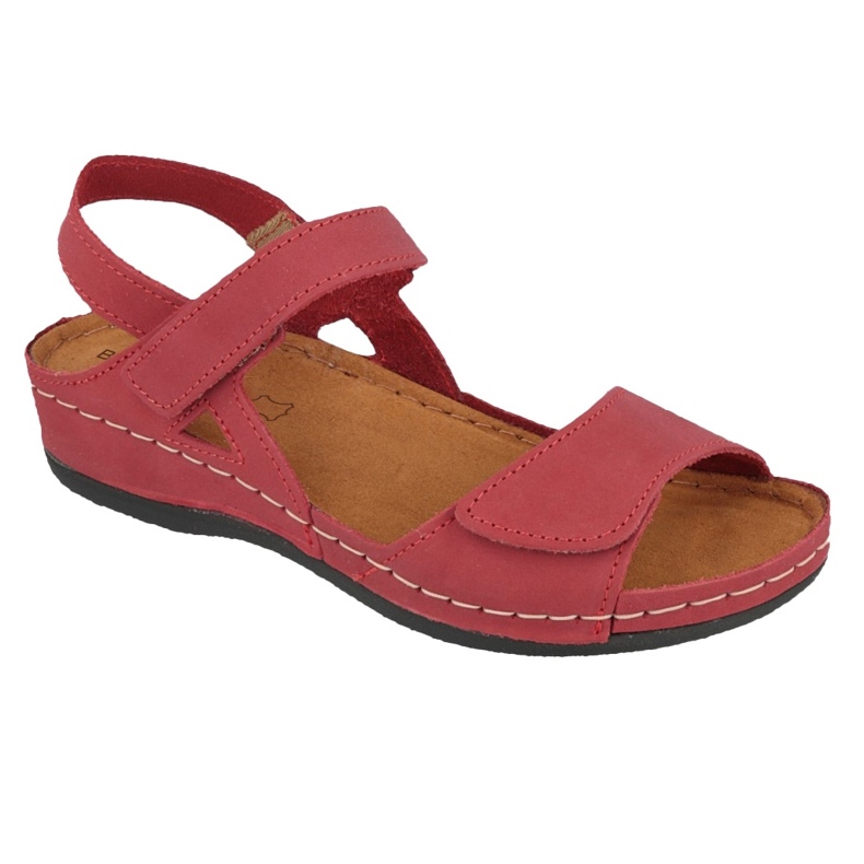 Sandalias de cuero para mujeres de Befado 158D286 Borgoña rojo
