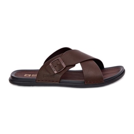 Zapatillas de cuero para hombres con Big Star RR174077 Hebilla marrón