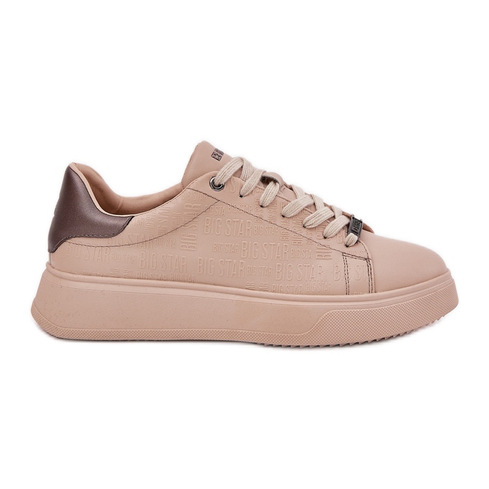 Zapatillas de deporte femeninas con big star de cuero eco rr274259 beige