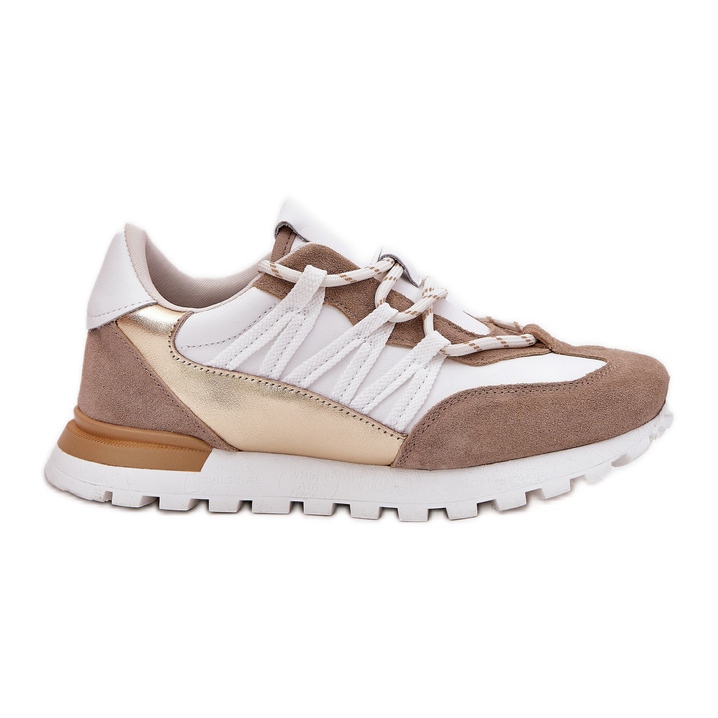 Zapatos de cuero para mujeres Artiker 56C1738 Beige-Gold