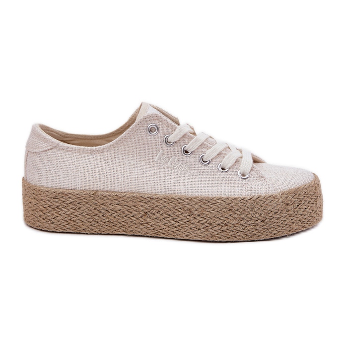 Zapatillas para mujeres en la plataforma con la trenza Lee Cooper LCW-25-02-3284 beige