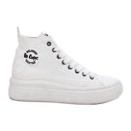 Zapatillas para mujeres en la plataforma Lee Cooper LCW-25-44-3209L White blanco