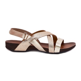 Sandalias de cuero plano Zazoo 40032 Oro dorado Sandalias de cuero plano Zazoo 40032 Oro dorado