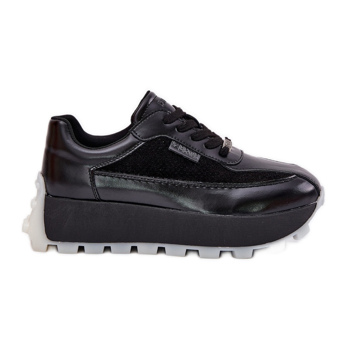 Zapatillas de deporte de cuero femenino en la plataforma negra del sistema de alta polla Big Star RR274873 negro