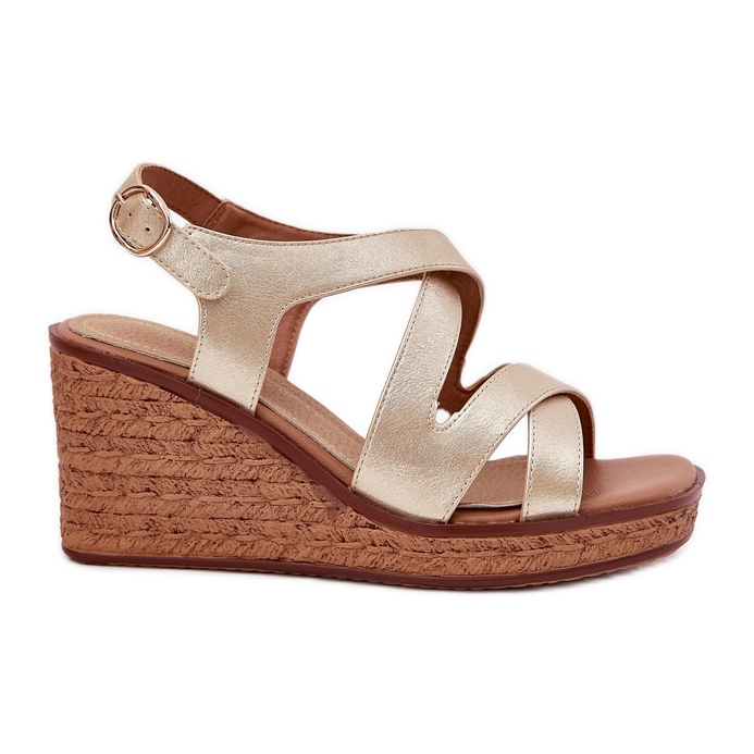 Sandalias de mujeres en Wedge Sergio Leone SK223 Oro dorado