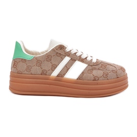 Zapatillas bajas en la plataforma de color caqui beige