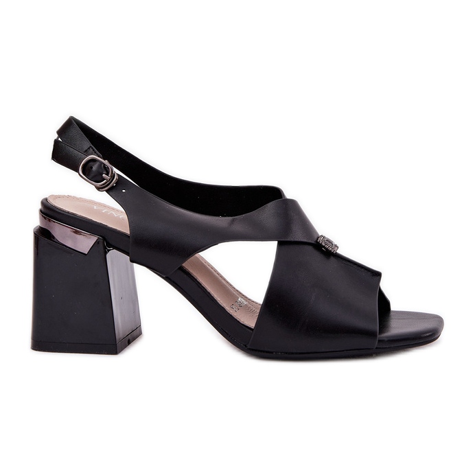 Elegantes sandalias para mujeres en el Vinceza 62238 Black Post negro