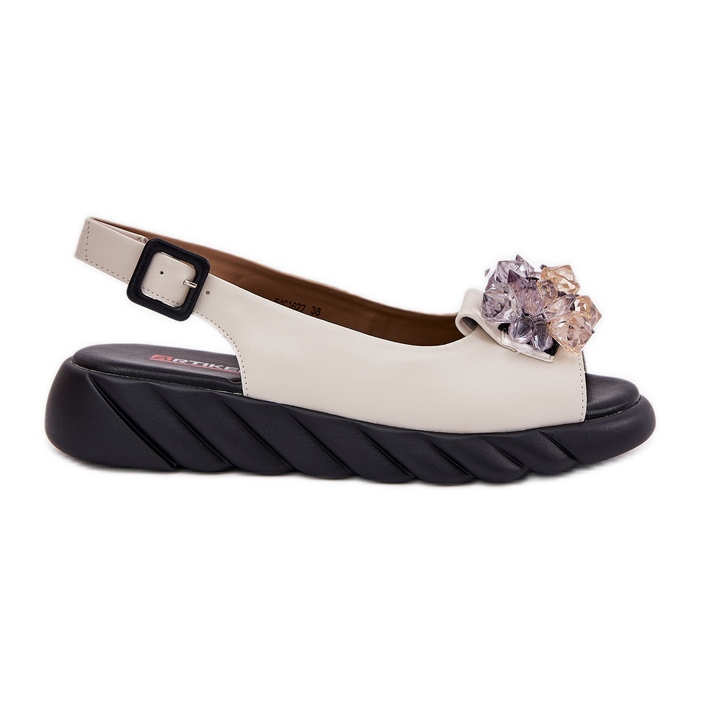 Sandalias de cuero para mujeres con Artiker 54C1627 Cristales beige