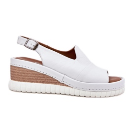 ARTIKER Sandalias de cuero para mujeres para un articker de cuña 56C0918 White blanco