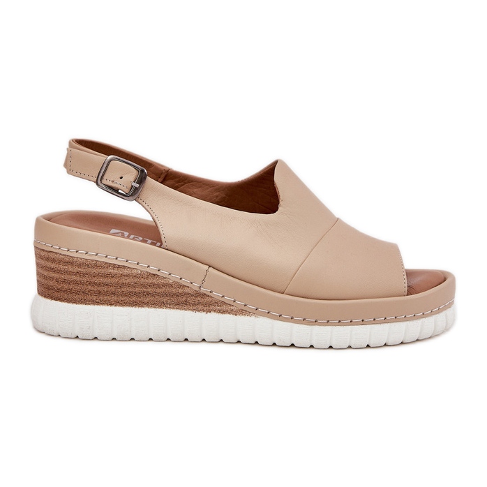 ARTIKER Sandalias de cuero para mujeres para un articker de cuña 56C0919 beige