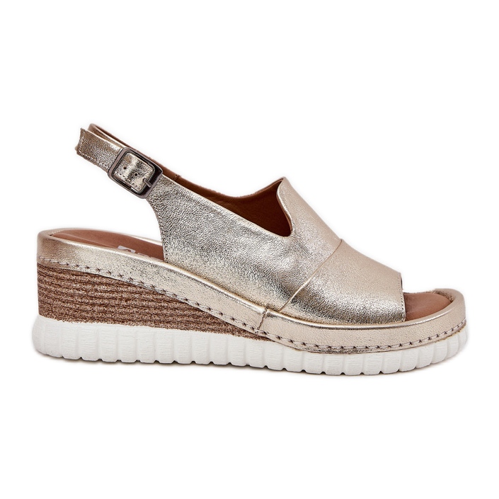 ARTIKER Sandalias de cuero para mujeres para un guarda de cuña 56C0920 Oro dorado