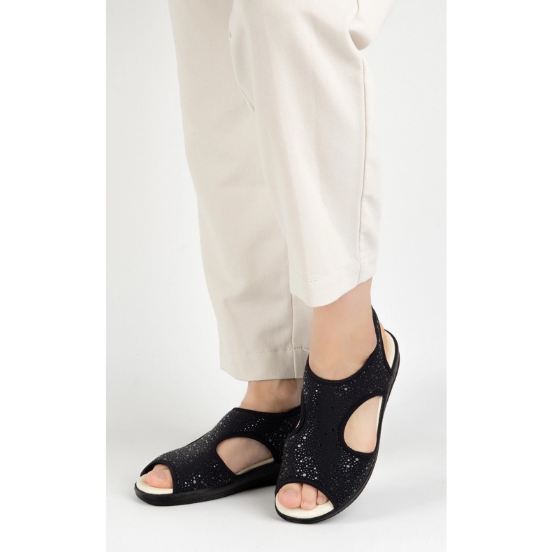 Vriston Zapatos para mujeres sandalias flexibles cómplica Emma Black Glossy negro