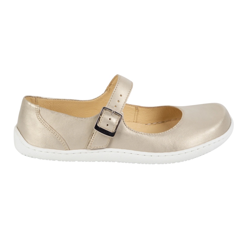 Ballerinas de mujeres descalzos Olivier 1286 - Zapatos de cuero con hebilla dorada dorado