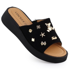 Godas de cuero para mujeres con decoraciones negras Vinceza 66741 negro