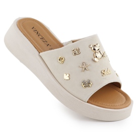 Godas de cuero para mujeres con beige Vinceza 66741