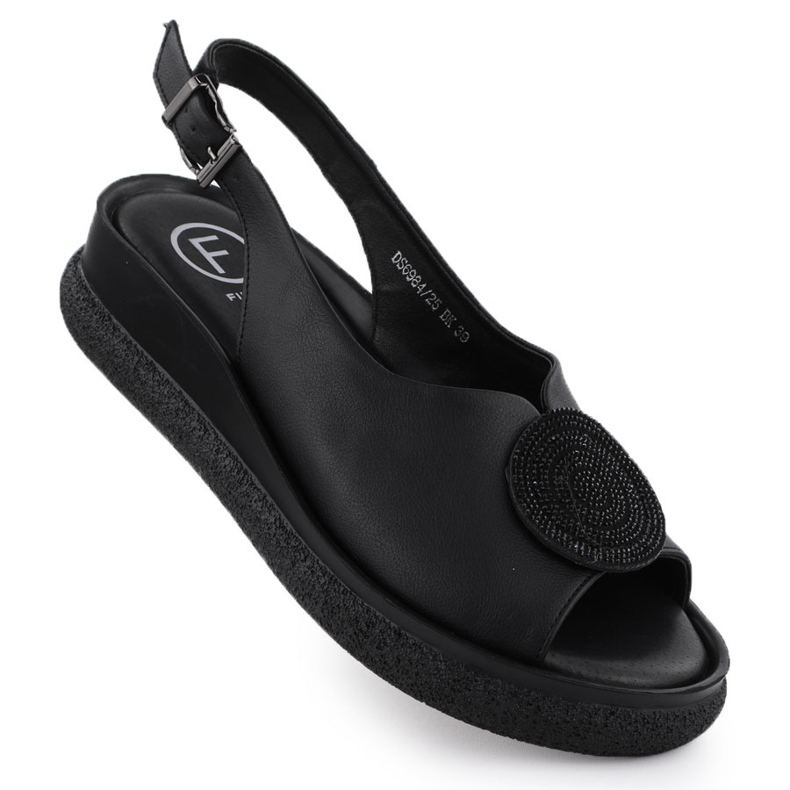 Sandalias para mujeres cuero con circones de circonitos Filippo DS6984 negro