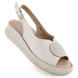 Sandalias para mujeres para cuña con circones beige filippo ds6984