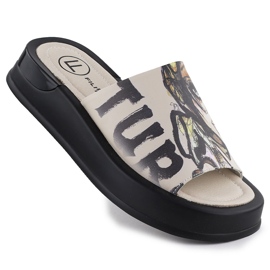 Zapatillas de cuero para mujeres con beige estampado Filippo DK6158