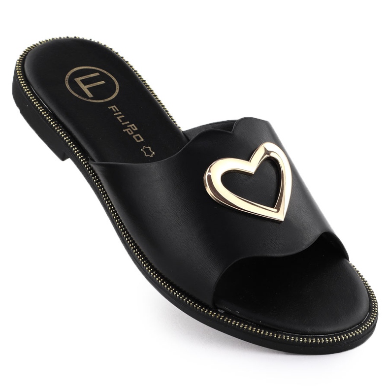 Aleta para mujeres con un corazón decorativo Filippo DK6909 negro