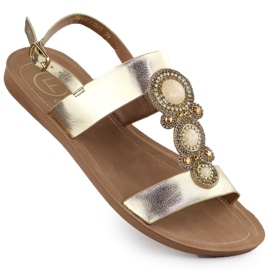 Sandalias de mujeres planas con un adorno metálico dorado Filippo DS6882