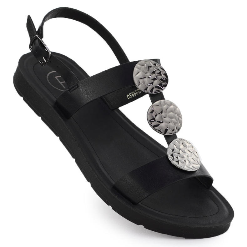 Sandalias de mujeres planas con decoración Black Filippo DS6885 negro