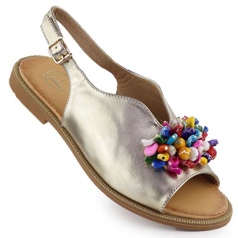 Sandalias para mujeres con cuentas doradas Filippo DS6230 dorado