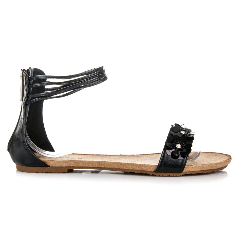 Abloom Sandalias planas en un control deslizante negro