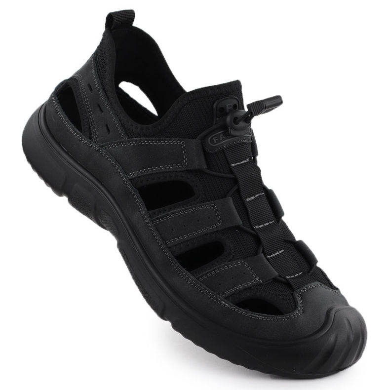 Openwork Black T.Sokolski L25-382 zapatos de cuero para hombres negro