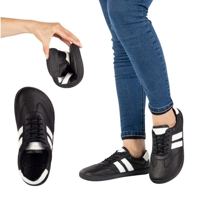 Joker Zapatos minimalistas de mujeres descalzos hechos de cuero natural 908J Negro