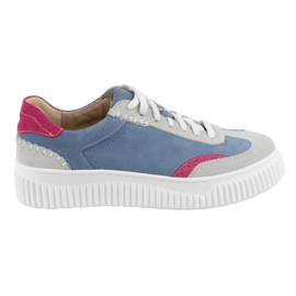 Olivier Zapatillas de deporte de cuero para mujeres en la plataforma N1202S4 azul