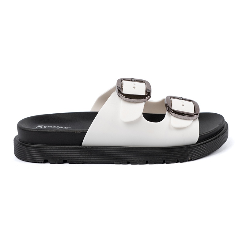 Seastar Chanclas blancas con hebillas plateadas blanco