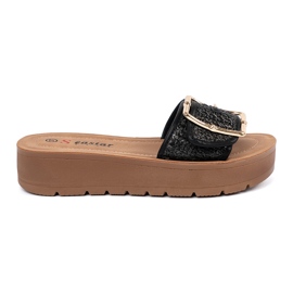 Seastar Chanclas negras decoradas con una abrazadera dorada negro