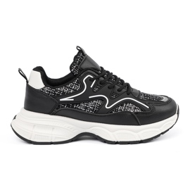 Shelvt Zapatillas negras para mujeres con inserciones decorativas negro