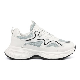 Shelvt Zapatillas blancas y verdes con inserciones decorativas blanco