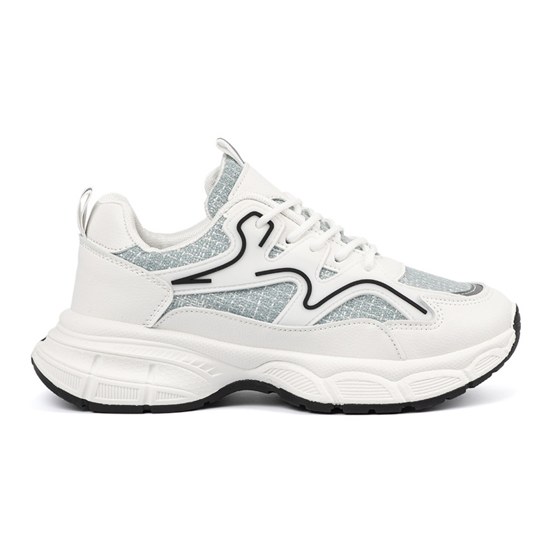 Shelvt Zapatillas blancas y verdes con inserciones decorativas blanco