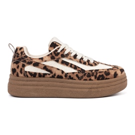 Zapatillas de deporte para mujeres con estampado de leopardo marrón