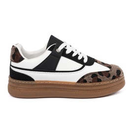 Zapatillas de deporte en blanco y negro con insertos de estampado de leopardo